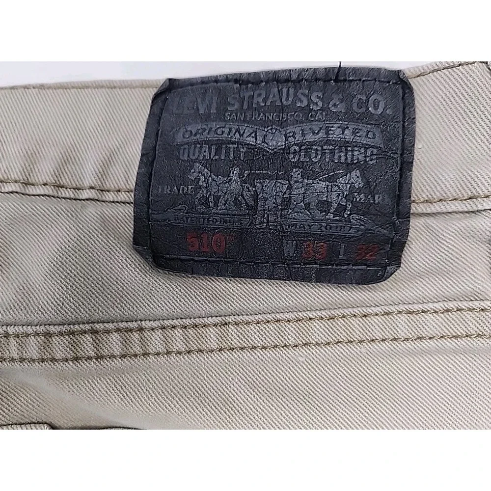 Vintage Levi's 510 Jeans 33/32 Super Skinny Straight Stretch Tan Comfort Retro